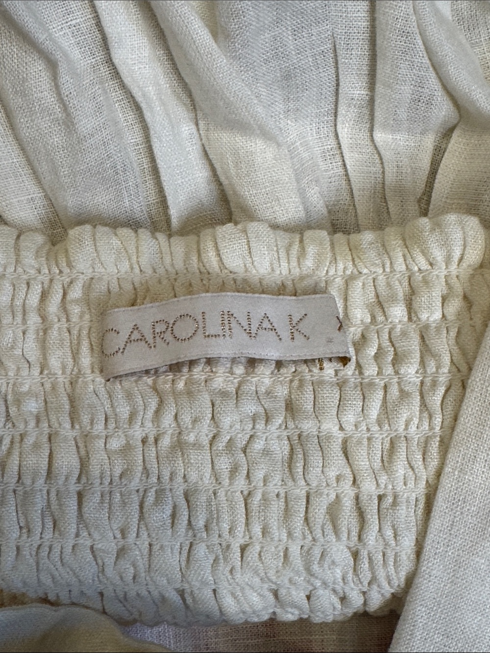 Carolina K White 100% Linen Embroidered Crop Top with Multicolor Folk AZ0815 - Picture 3 of 4